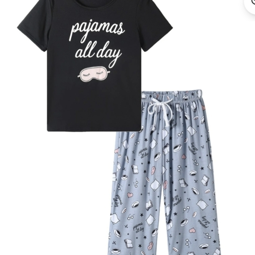 Cozy Black and Blue Pajama Set